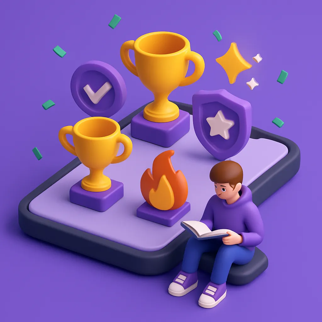 Gamification dashboard met trofees en badges